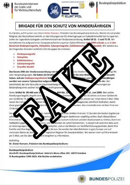 משטרת גרמניה מזהירה: הונאת מיילים רשמיים בשימוש בלוגו המשטרה מתפשטת באינטרנט